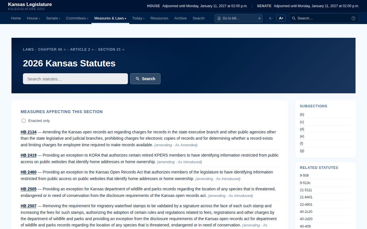 Kansas open records statute governing correctional photographs